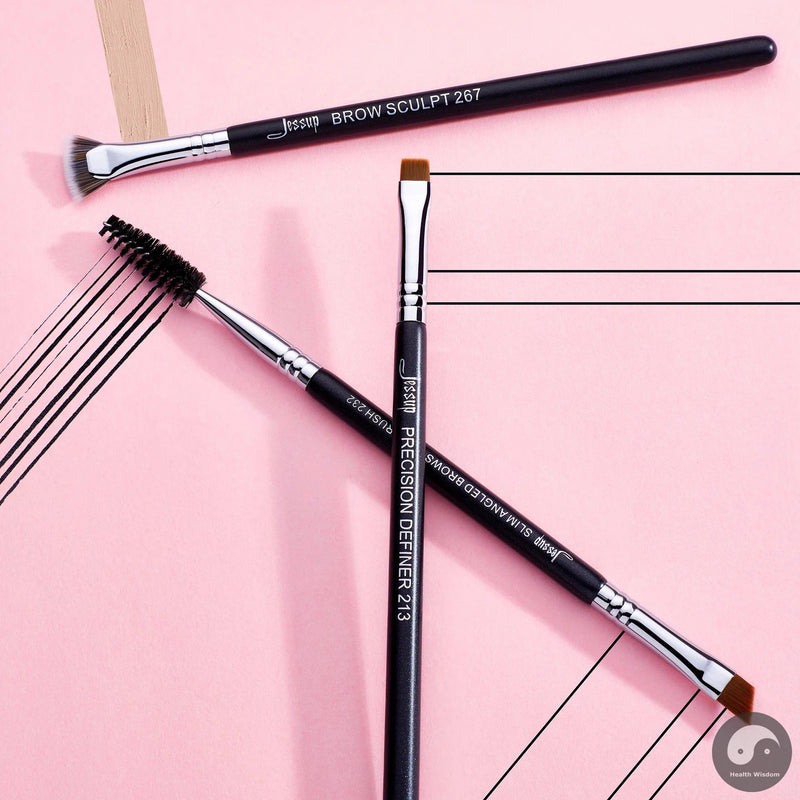 Perfect Eyebrow brushes set,3pcs Pro eyebrow brush,synthetic,brow sculpt/slim flat angled brows brush/precision definer T326-Health Wisdom™