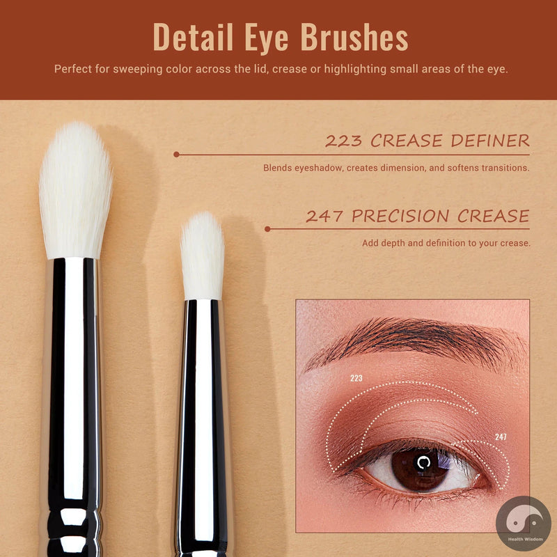 Perfect Eyeshadow Brush Set Eye Makeup Brushes set Synthetic Blending Shader Crease Smoky Concealer Pencil T334-Health Wisdom™
