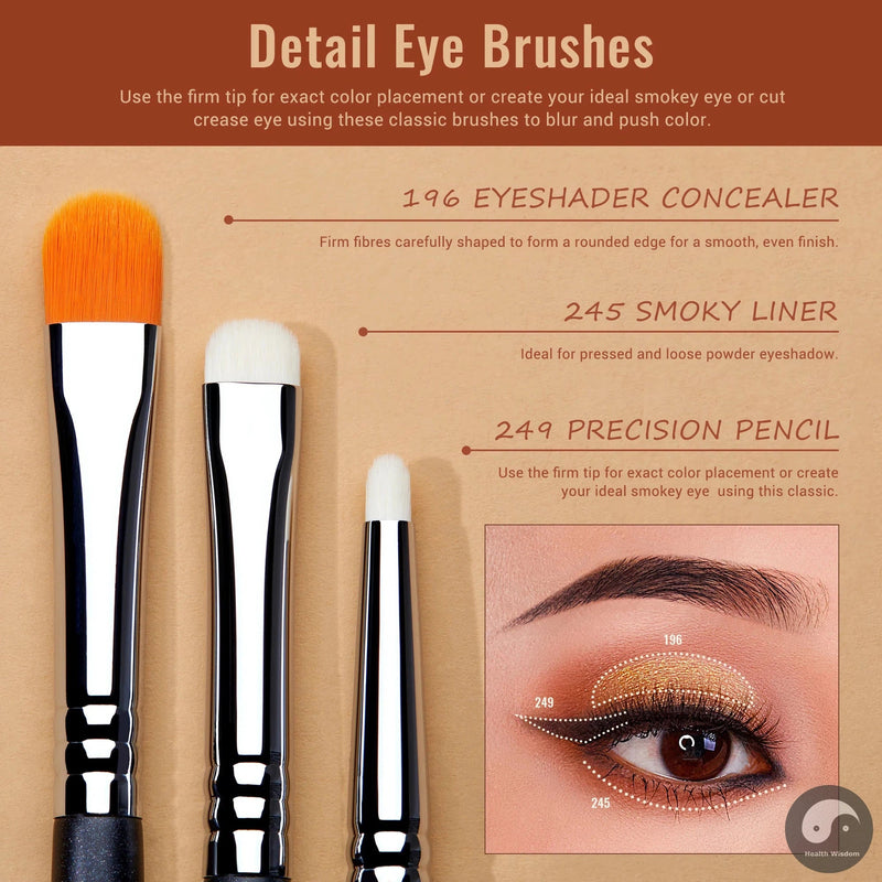 Perfect Eyeshadow Brush Set Eye Makeup Brushes set Synthetic Blending Shader Crease Smoky Concealer Pencil T334-Health Wisdom™