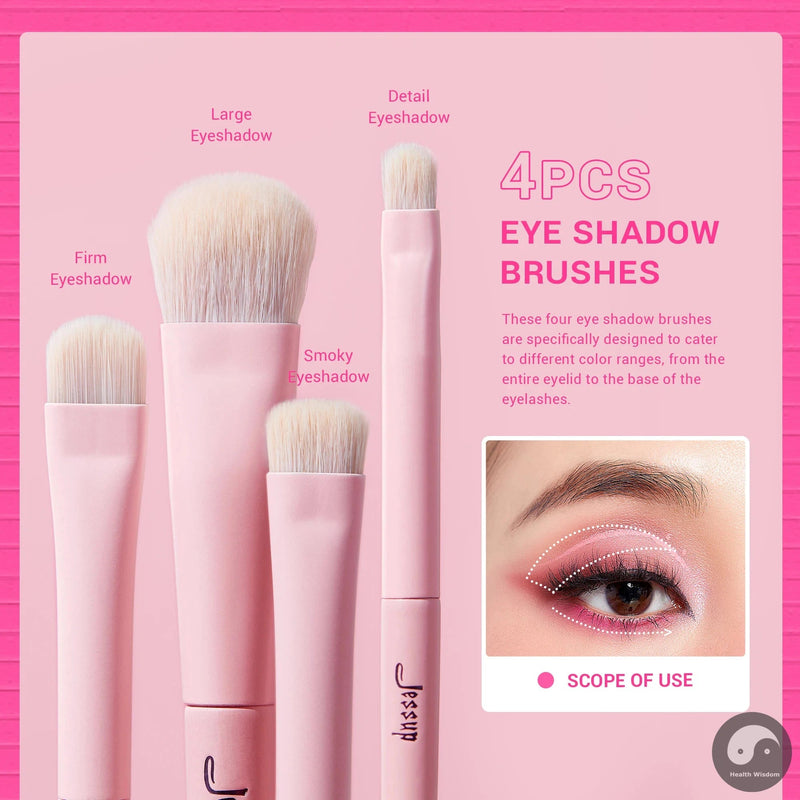 Perfect Eyeshadow Brush Set Pink Eye Makeup Brushes Concealer Brush Premium Vegan Eyeshadow liner Blending Brush for Makeup, T496-Health Wisdom™