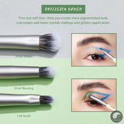 Perfect Eyeshadow Brush set 8pcs Cruelty free Precision Duo Eyebrow Brush Eyeliner Blending Concealer Spoolie T328-Health Wisdom™