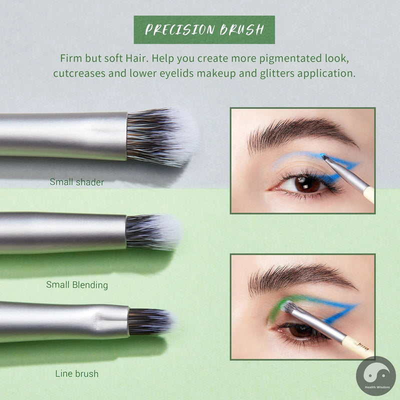 Perfect Eyeshadow Brush set 8pcs Cruelty free Precision Duo Eyebrow Brush Eyeliner Blending Concealer Spoolie T328-Health Wisdom™