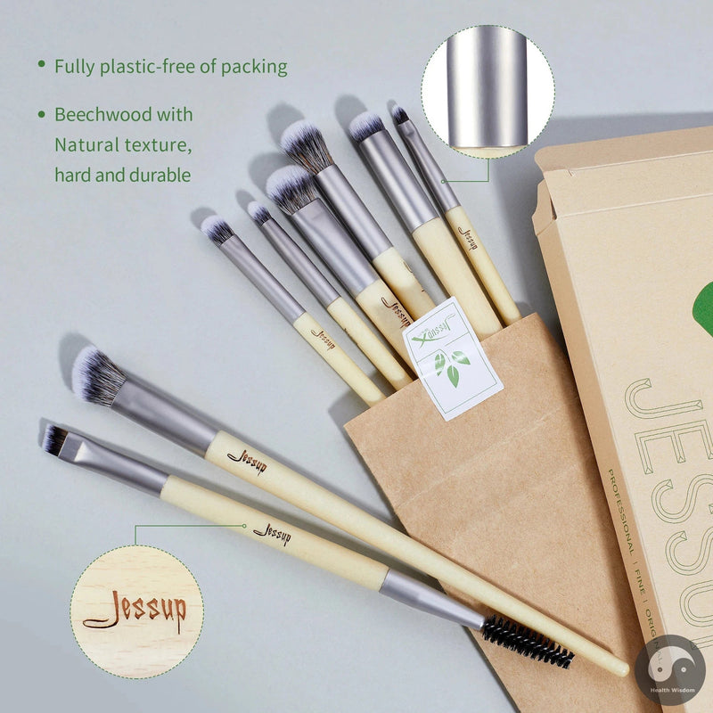 Perfect Eyeshadow Brush set 8pcs Cruelty free Precision Duo Eyebrow Brush Eyeliner Blending Concealer Spoolie T328-Health Wisdom™