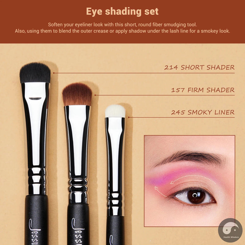 Perfect Eyeshadow Brush set Pro Eye Makeup Brushes set Black Premium Synthetic Eye shading Concealer Blending Brush T339-Health Wisdom™