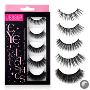 Perfect False Eyelashes,5 Pairs Fake Eyelashes Natural Cat Eye Lash Fluffy Wispy Short Volume Reusable Faux Mink Eyelashes FE502-Health Wisdom™