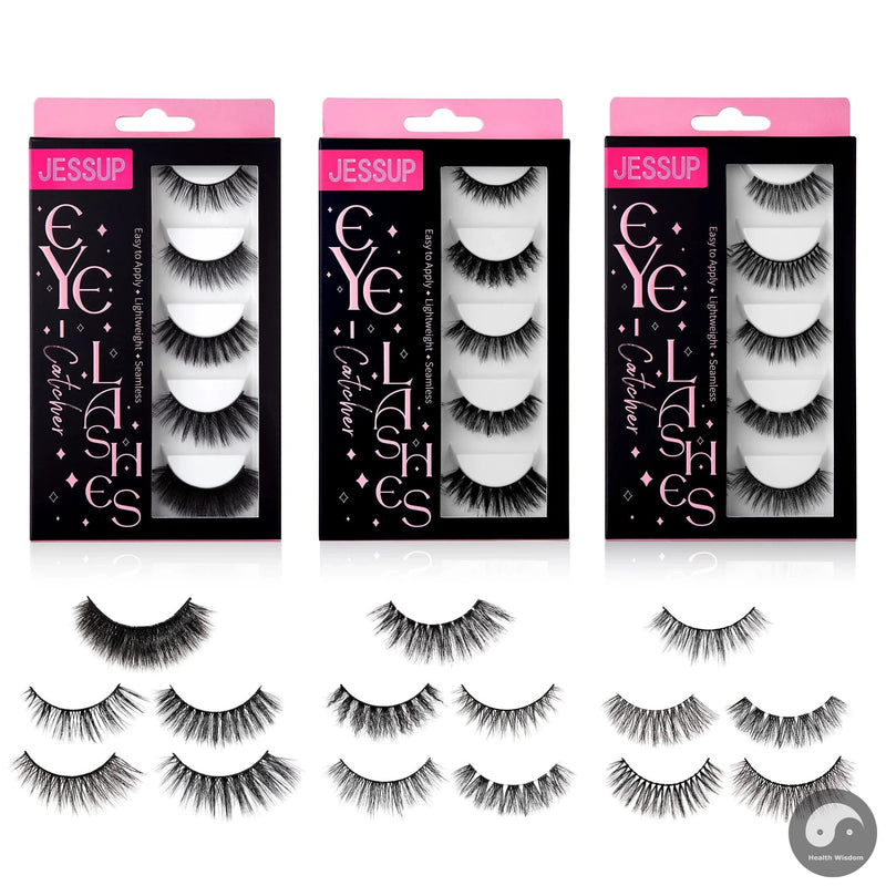 Perfect False Eyelashes,5 Pairs Fake Eyelashes Natural Cat Eye Lash Fluffy Wispy Short Volume Reusable Faux Mink Eyelashes FE502-Health Wisdom™
