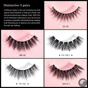 Perfect False Eyelashes,5 Pairs Fake Eyelashes Natural Cat Eye Lash Fluffy Wispy Short Volume Reusable Faux Mink Eyelashes FE502-Health Wisdom™