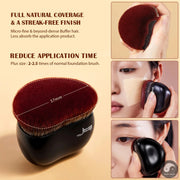 Perfect Foundation Brush with Makeup Sponge, Black Makeup Brush Flat Top Kabuki Brush for Liquid Blending Stippling, T881-Health Wisdom™