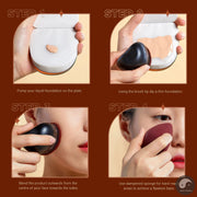 Perfect Foundation Brush with Makeup Sponge, Black Makeup Brush Flat Top Kabuki Brush for Liquid Blending Stippling, T881-Health Wisdom™