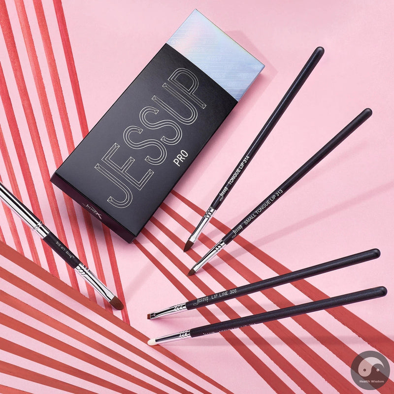Perfect Lip brushes set,Pro contour different lip shapes,Synthetic,small/cat-tongue /flat/round/tapered-tip lipliner brush T325-Health Wisdom™