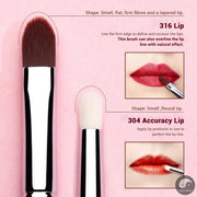 Perfect Lip brushes set,Pro contour different lip shapes,Synthetic,small/cat-tongue /flat/round/tapered-tip lipliner brush T325-Health Wisdom™