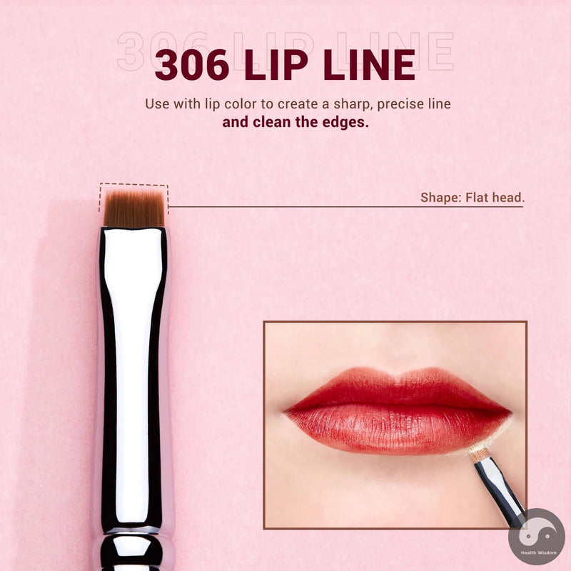 Perfect Lip brushes set,Pro contour different lip shapes,Synthetic,small/cat-tongue /flat/round/tapered-tip lipliner brush T325-Health Wisdom™
