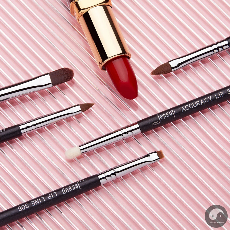 Perfect Lip brushes set,Pro contour different lip shapes,Synthetic,small/cat-tongue /flat/round/tapered-tip lipliner brush T325-Health Wisdom™