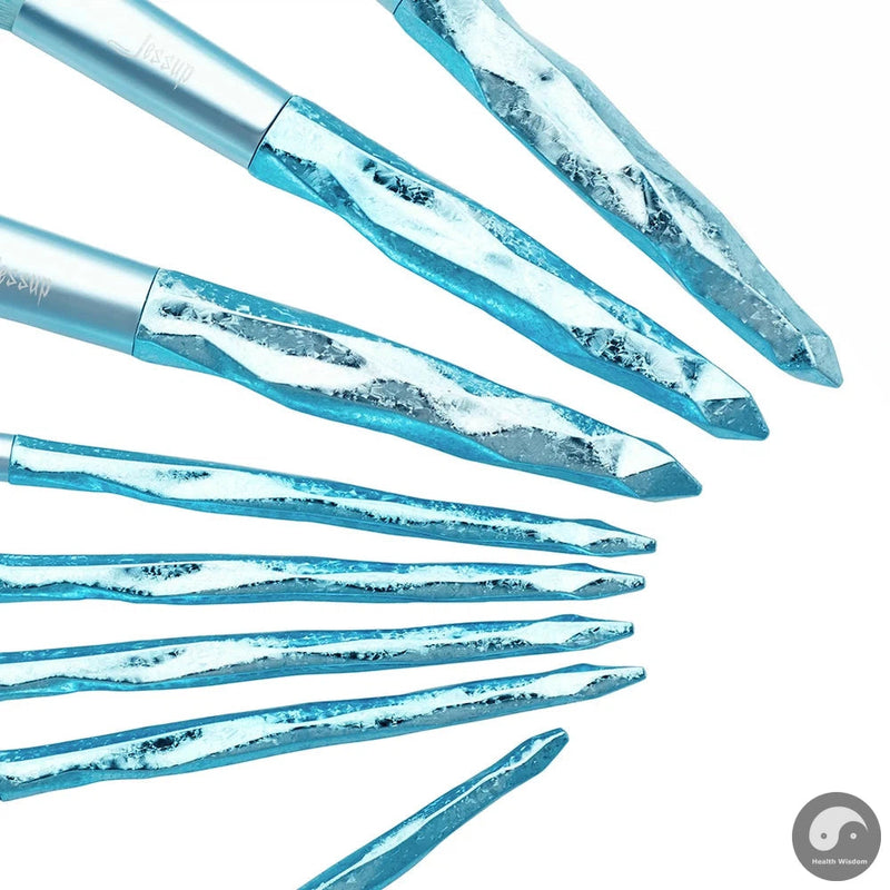 Perfect Make up brushes 8pcs Glacier Blue Blush Powder Eyeshadow Foundation brush Pencil Plastic handle-Health Wisdom™