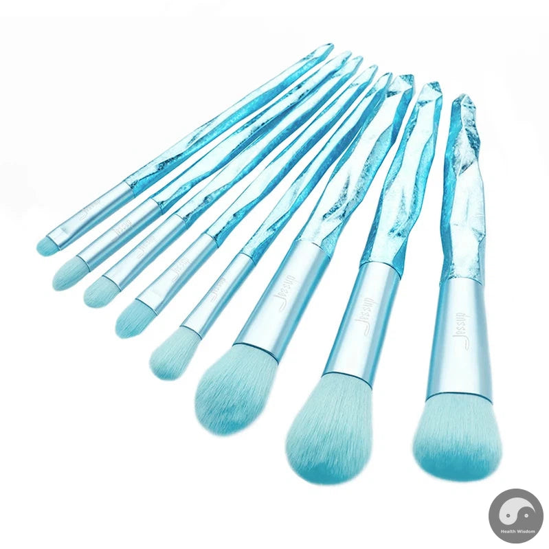 Perfect Make up brushes 8pcs Glacier Blue Blush Powder Eyeshadow Foundation brush Pencil Plastic handle-Health Wisdom™