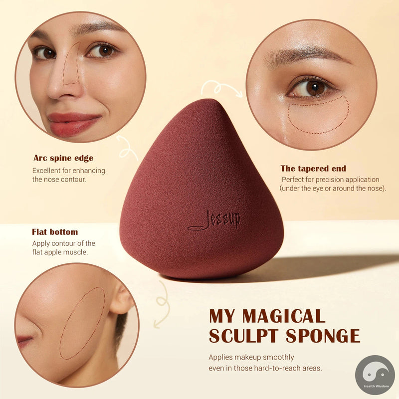 Perfect Makeup Brush Foundation Brush with Makeup Sponge,Contour Blush Concealer Highlight, T882-Health Wisdom™