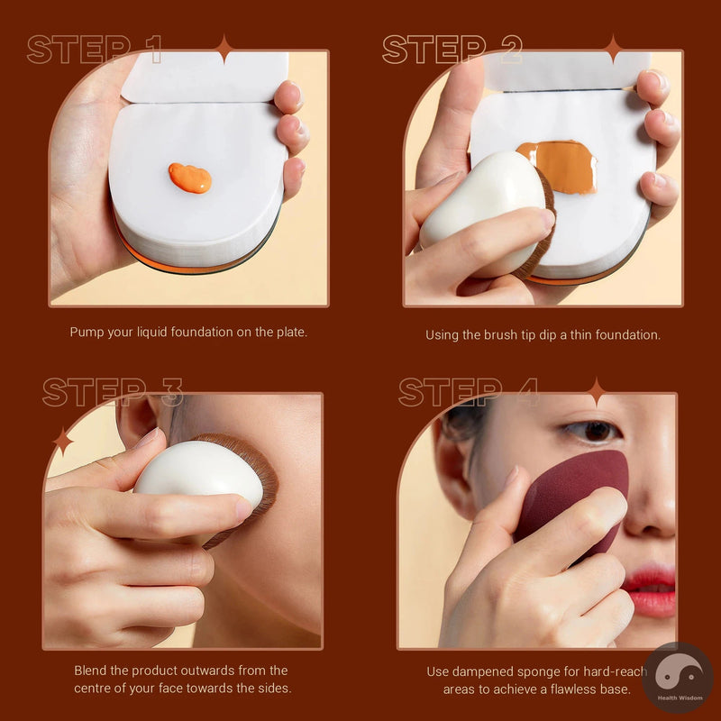 Perfect Makeup Brush Foundation Brush with Makeup Sponge,Contour Blush Concealer Highlight, T882-Health Wisdom™