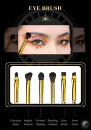Perfect Makeup Brushes Set 10pcs Basic Powder Eyeshadow Contour Foundation Liner Brow Brush Kit Vintage Golden Synthetic Hair-Health Wisdom™