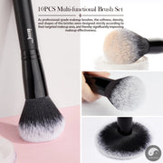 Perfect Makeup Brushes Set 10pcs Makeup Brush Natural-Synthetic Powder Foundation Eyeshadow Eyeliner Concealer Blush Eyebrow T323-Health Wisdom™