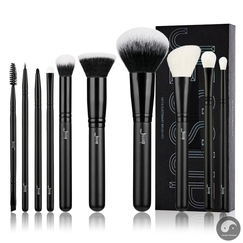 Perfect Makeup Brushes Set 10pcs Makeup Brush Natural-Synthetic Powder Foundation Eyeshadow Eyeliner Concealer Blush Eyebrow T323-Health Wisdom™