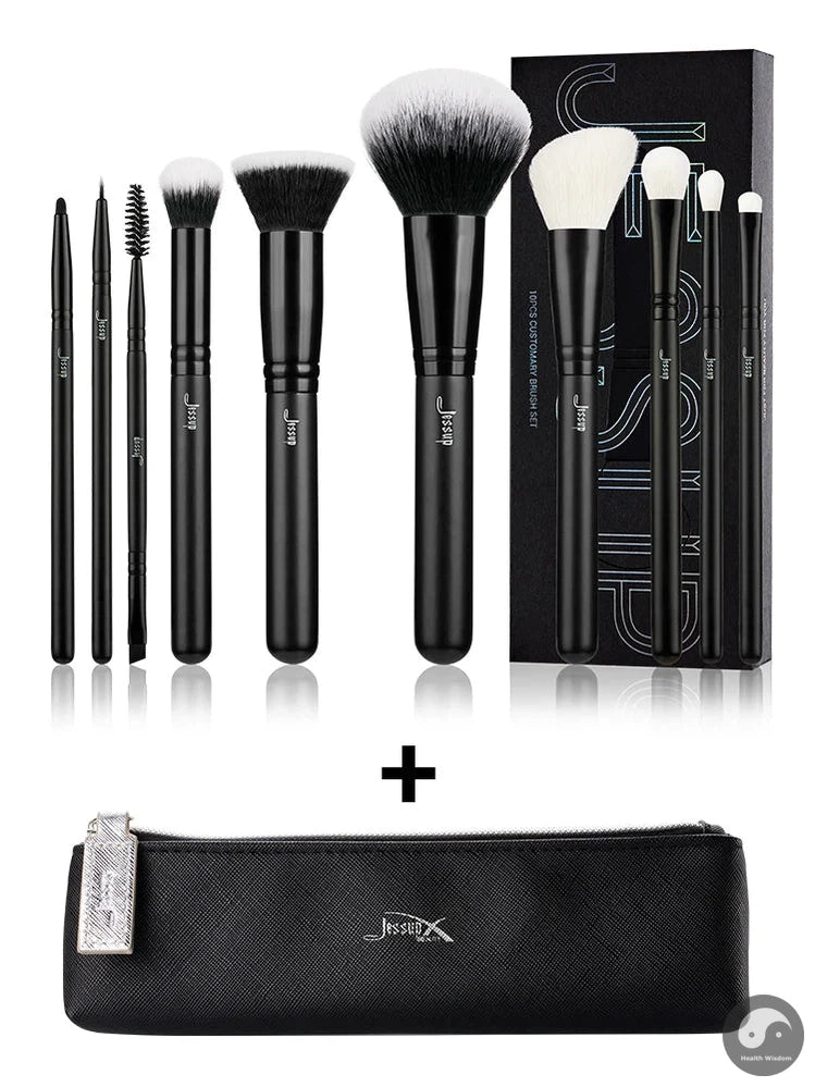 Perfect Makeup Brushes Set 10pcs Makeup Brush Natural-Synthetic Powder Foundation Eyeshadow Eyeliner Concealer Blush Eyebrow T323-Health Wisdom™