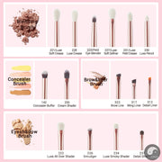 Perfect Makeup Brushes Set 15pcs Eye Brushes set Natural-synthetic Eyeshadow Eyeliner Eyebrow Blending Pearl White T217-Health Wisdom™