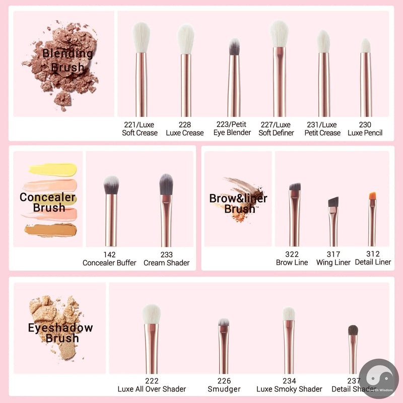 Perfect Makeup Brushes Set 15pcs Eye Brushes set Natural-synthetic Eyeshadow Eyeliner Eyebrow Blending Pearl White T217-Health Wisdom™