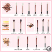 Perfect Makeup Brushes Set 15pcs Make up Brush Tools kit Eye Liner Shader natural-synthetic hair Rose Gold/Black T157-Health Wisdom™