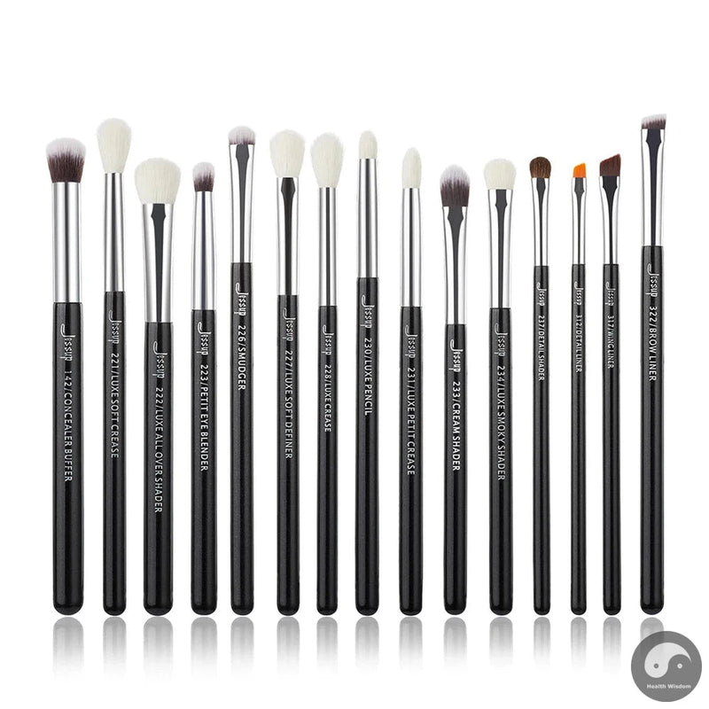 Perfect Makeup Brushes Set 15pcs Make up Brush Tools kit Eye Liner Shader natural-synthetic hair Rose Gold/Black T157-Health Wisdom™