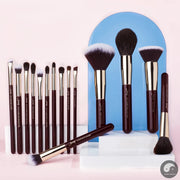 Perfect Makeup Brushes Set 15pcs Professional Makeup Brush Powder Eyeshadow Liner Foundation Blush Blending Zinfandel/Golden-Health Wisdom™