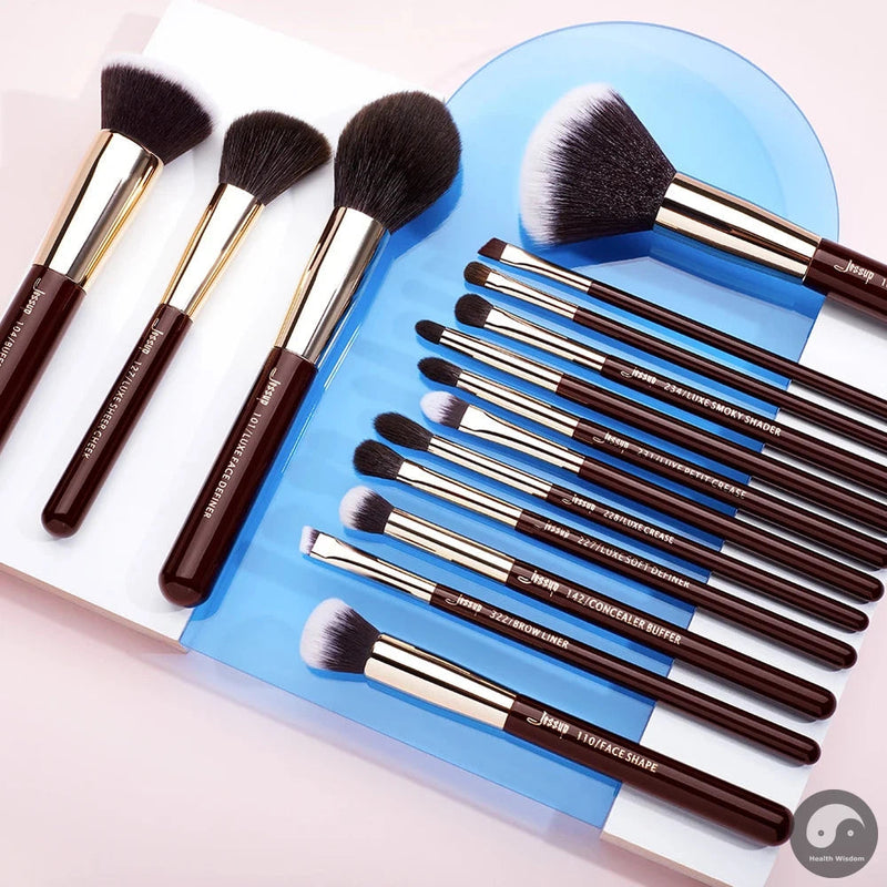 Perfect Makeup Brushes Set 15pcs Professional Makeup Brush Powder Eyeshadow Liner Foundation Blush Blending Zinfandel/Golden-Health Wisdom™