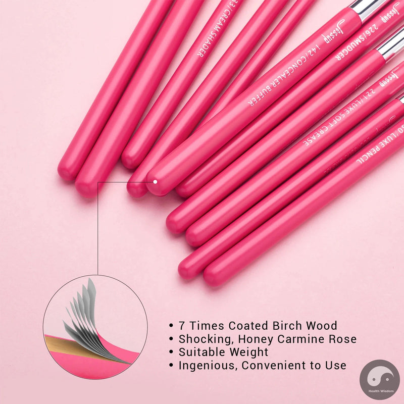 Perfect Makeup Brushes Set 15pcs professional Make up Brush Eyeliner Shader Natural-synthetic Rose-carmin/Silver-Health Wisdom™