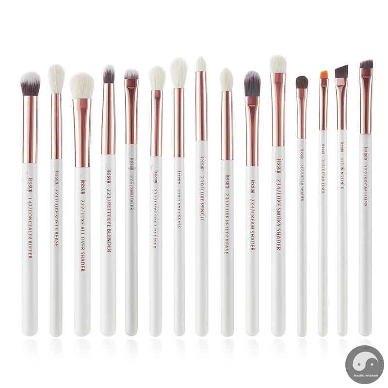 Perfect Makeup Brushes Set 15pcs professional Make up Brush Eyeliner Shader Natural-synthetic Rose-carmin/Silver-Health Wisdom™