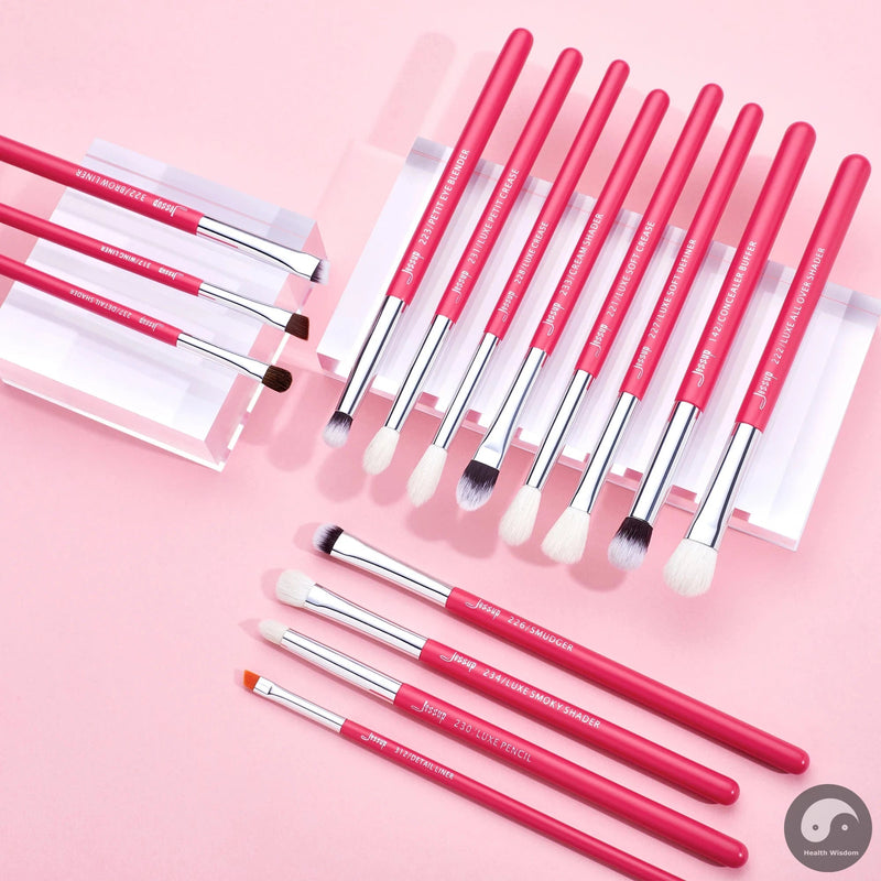 Perfect Makeup Brushes Set 15pcs professional Make up Brush Eyeliner Shader Natural-synthetic Rose-carmin/Silver-Health Wisdom™