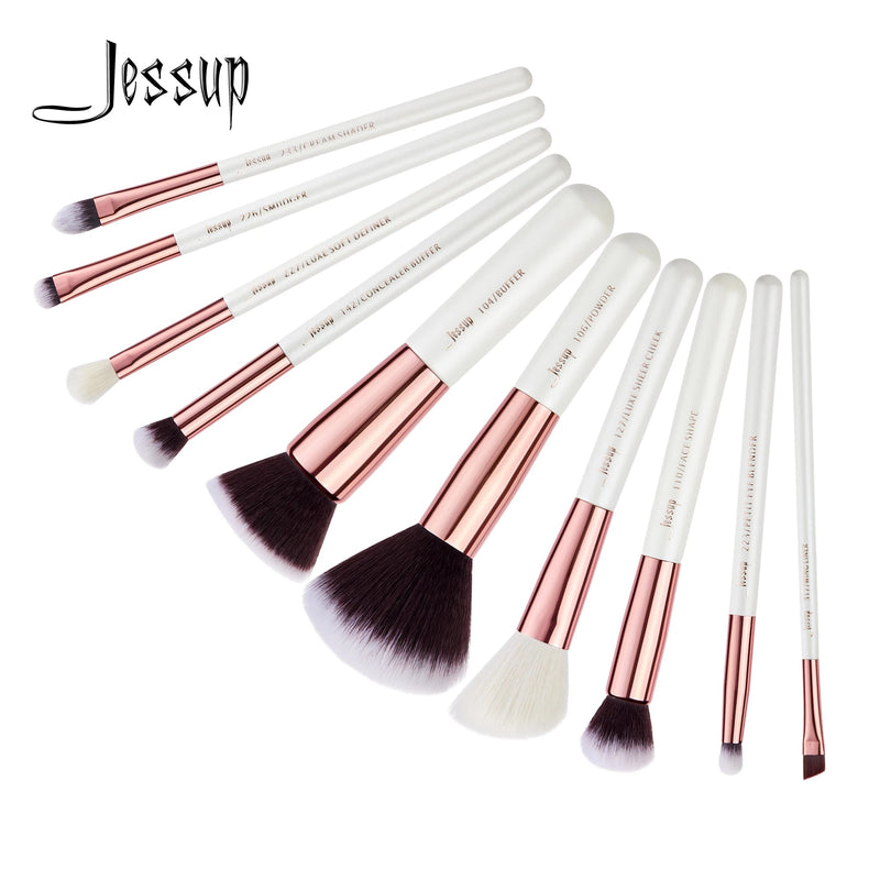 Perfect Makeup Brushes set 10pcs professional Make up Brush Foundation Powder Buffer Cheek Shader Pearl White/ Rose Gold Cosmetic-Health Wisdom™