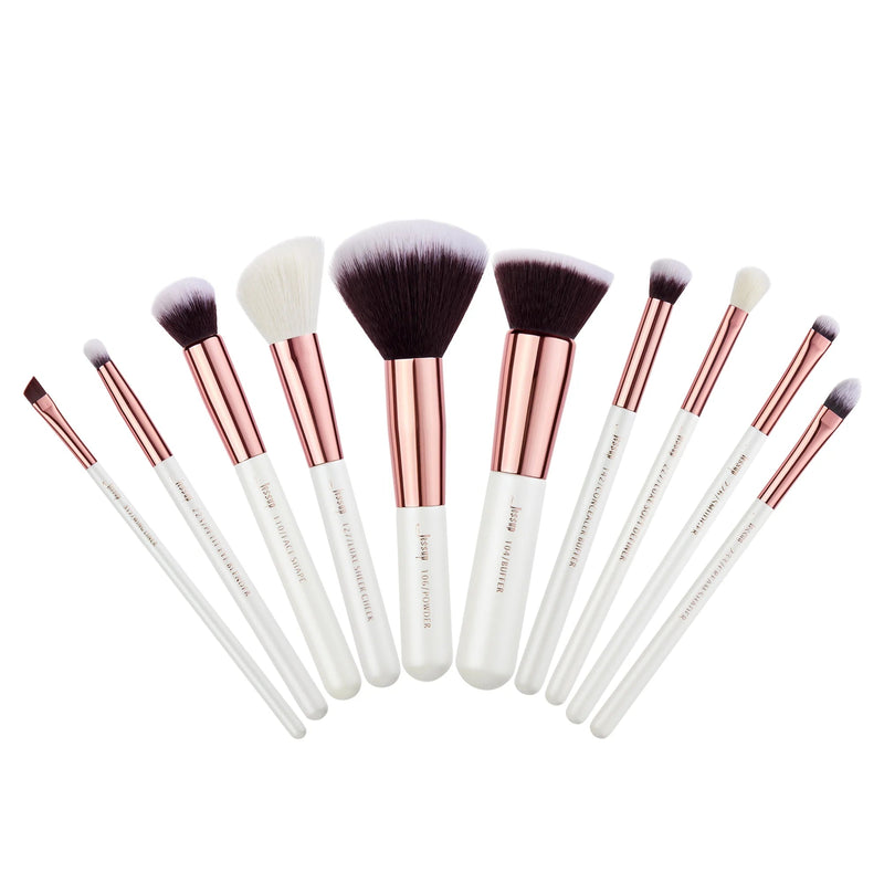 Perfect Makeup Brushes set 10pcs professional Make up Brush Foundation Powder Buffer Cheek Shader Pearl White/ Rose Gold Cosmetic-Health Wisdom™