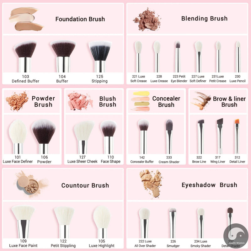Perfect Makeup brushes set Pearl White/Silver Beauty Foundation Powder Eyeshadow Make up Brushes High quality 6pcs-25pcs-Health Wisdom™