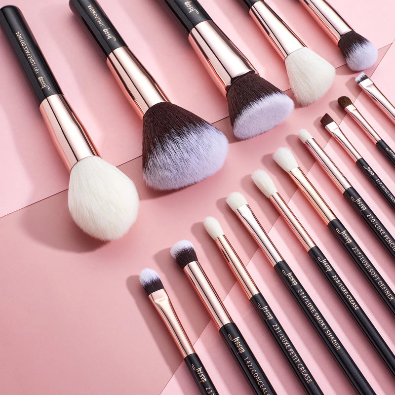 Perfect Professional Makeup Brushes 15pcs Make up Brush set Cosmetics Foundation Powder Definer Shader Liner Rose Gold / Black-Health Wisdom™