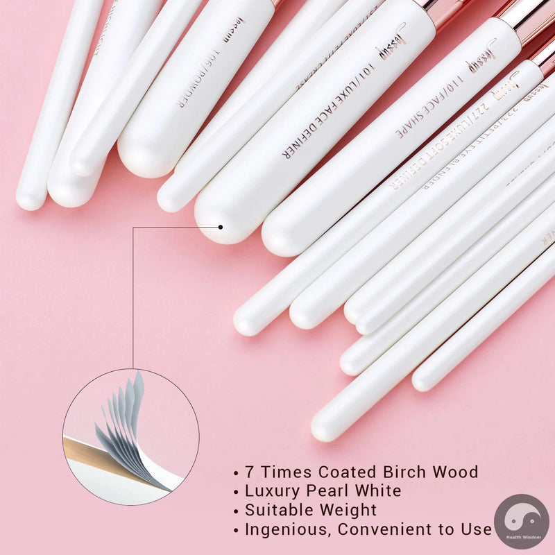 Perfect Professional Makeup Brushes Set 15pcs Make up Brush Natural-synthetic Foundation Powder Detail Eye Brush Pearl White T222-Health Wisdom™