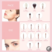 Perfect Professional Makeup Brushes Set 15pcs Make up Brush Natural-synthetic Foundation Powder Detail Eye Brush Pearl White T222-Health Wisdom™