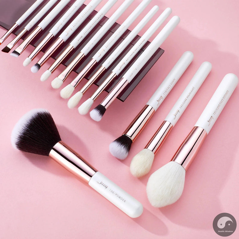 Perfect Professional Makeup Brushes Set 15pcs Make up Brush Natural-synthetic Foundation Powder Detail Eye Brush Pearl White T222-Health Wisdom™