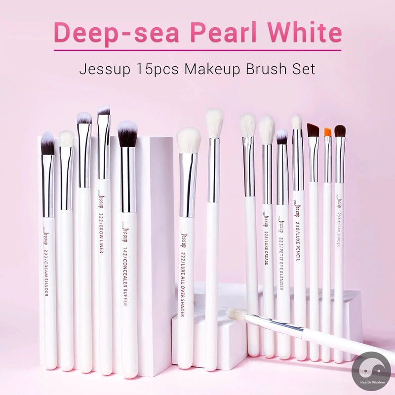 Perfect Professional Makeup Brushes Set 15pcs Make up Brush Pearl White/Silver Tools kit Eye Liner Shader natural-synthetic hair-Health Wisdom™