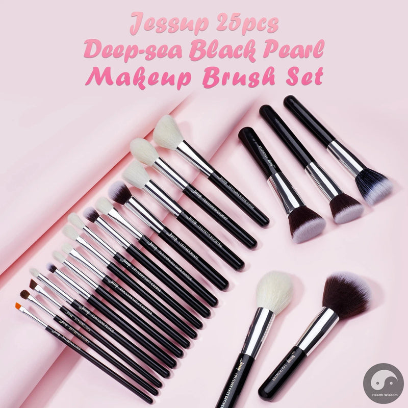Perfect Professional Makeup Brushes Set 25pcs Natural-Synthetic Foundation Powder Eyeshadow Make up Brush Blushes Black T175-Health Wisdom™