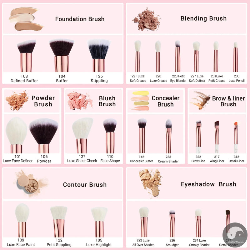Perfect Professional Makeup brushes set ,6- 25pcs Makeup brush Natural Synthetic Foundation Powder Highlighter Pearl White T215-Health Wisdom™