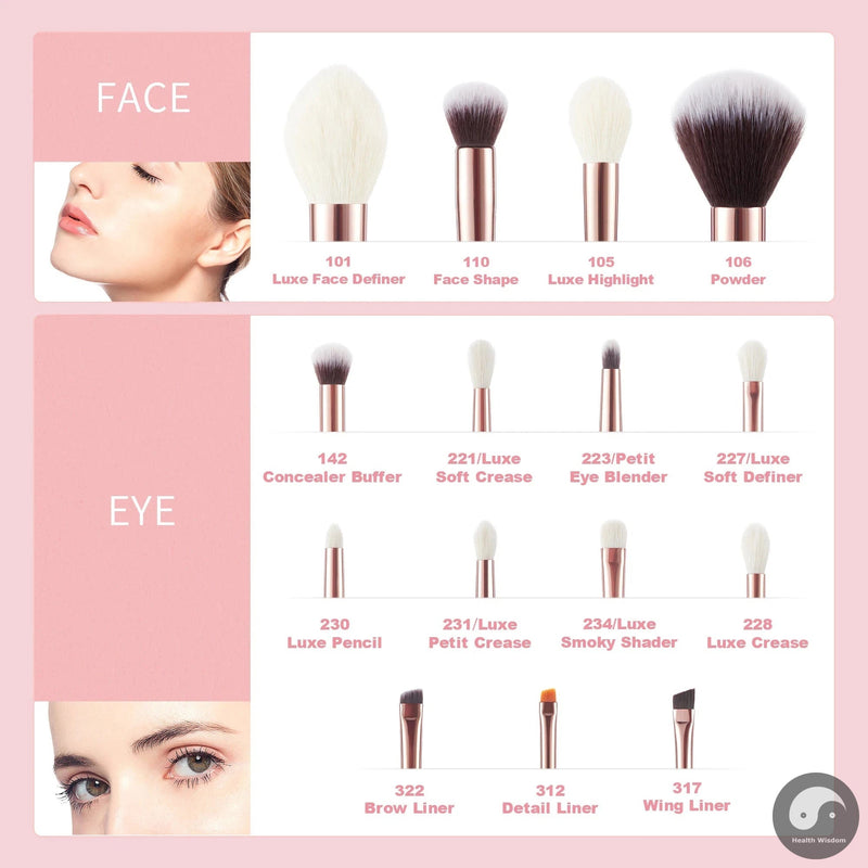 Perfect brushes 15pcs Professional Makeup Brushes Set Foundation Powder Make up brush Pencil natural-synthetic hair Rose Gold-Health Wisdom™