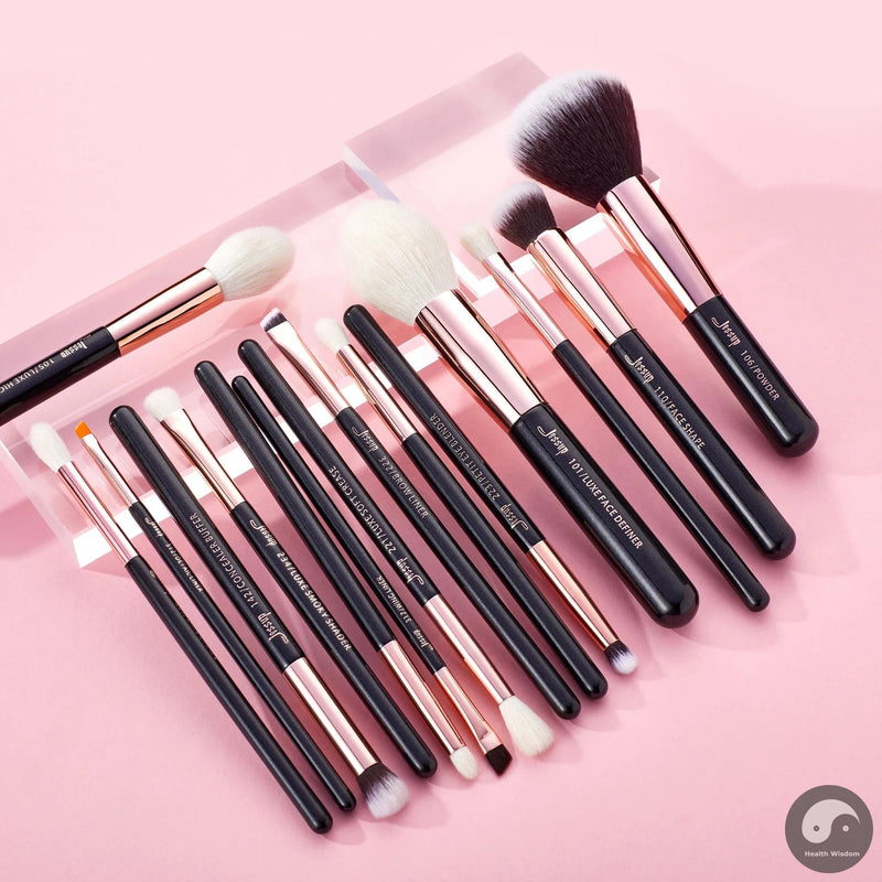 Perfect brushes 15pcs Professional Makeup Brushes Set Foundation Powder Make up brush Pencil natural-synthetic hair Rose Gold-Health Wisdom™