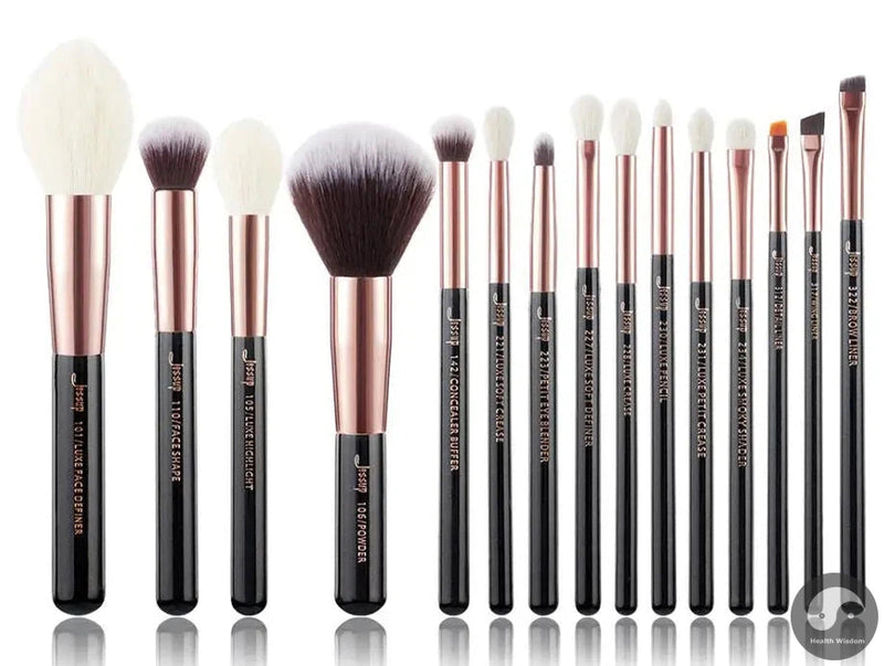 Perfect brushes 15pcs Professional Makeup Brushes Set Foundation Powder Make up brush Pencil natural-synthetic hair Rose Gold-Health Wisdom™