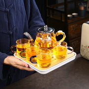 Portable Chinese Gongfu Tea Set Heat Resisting Borosilicate Glass Teapot Tea Tray Teacups Sets A Pot Of Four Cups Gift Bag-Health Wisdom™