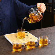 Portable Chinese Gongfu Tea Set Heat Resisting Borosilicate Glass Teapot Tea Tray Teacups Sets A Pot Of Four Cups Gift Bag-Health Wisdom™