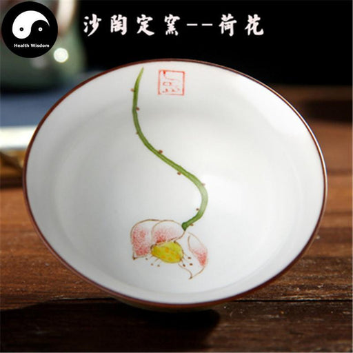 Pottery Ceramic Tea Cups 60ml*2pcs, Lotus Flower
